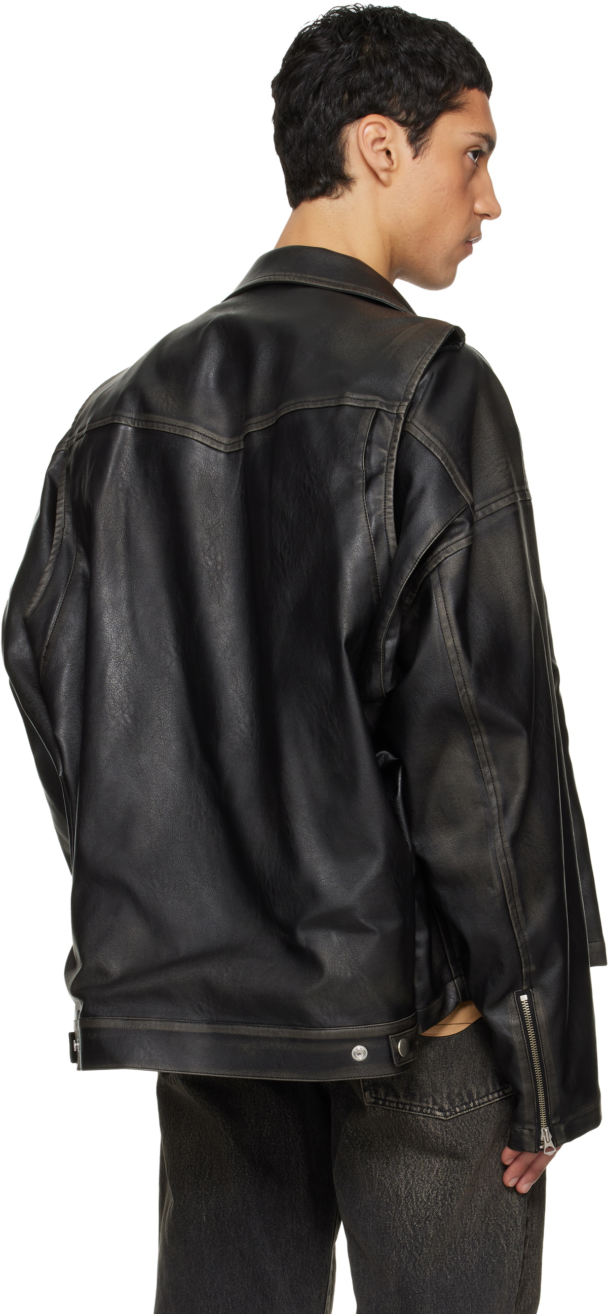 Maison MIHARA YASUHIRO Black Vest Combined Coating Faux-Leather