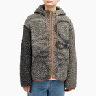 Loewe Men's Jacquard Fleece Hooded Jacket in Grey/Black