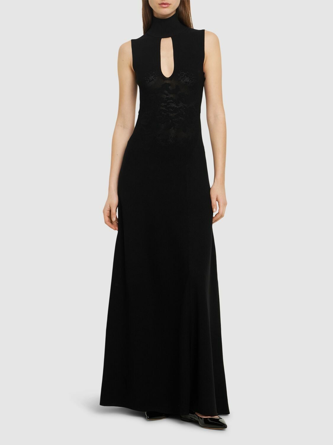 VICTORIA BECKHAM - Cutout Front Viscose Blend Long Dress Victoria Beckham