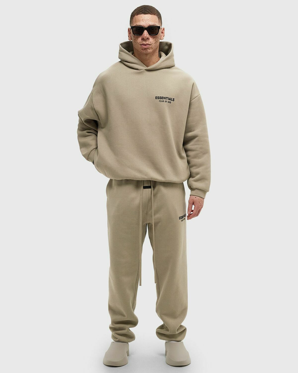 Fear of God Essentials FLEECE HOODIE Beige Mens Hoody Fear Of God ...