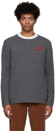 COMME des GARÇONS PLAY Grey Wool Heart Patch Sweater