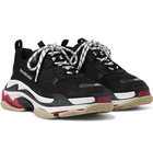 Balenciaga - Triple S Mesh, Nubuck and Leather Sneakers - Black