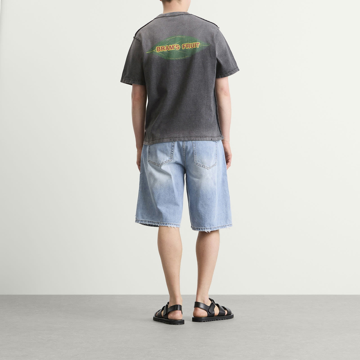 Bram's Fruit Men's Distressed Leaf T-Shirt in Shadow Black