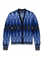 AMIRI - Argyle Brushed Jacquard-Knit Cardigan - Blue