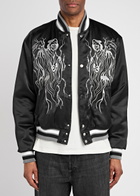 Warren Lotas Serenity Reaper Embroidered Satin Bomber Jacket Black