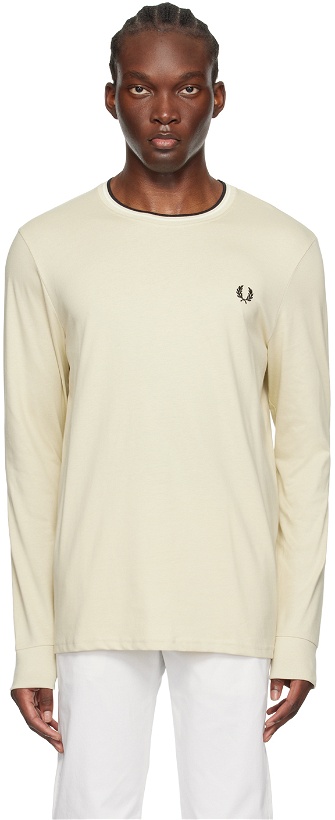Photo: Fred Perry Beige Twin Tipped Long Sleeve T-Shirt