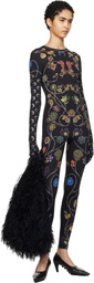 Marine Serre Black Moon Rhinstoned Jersey Long Gloves