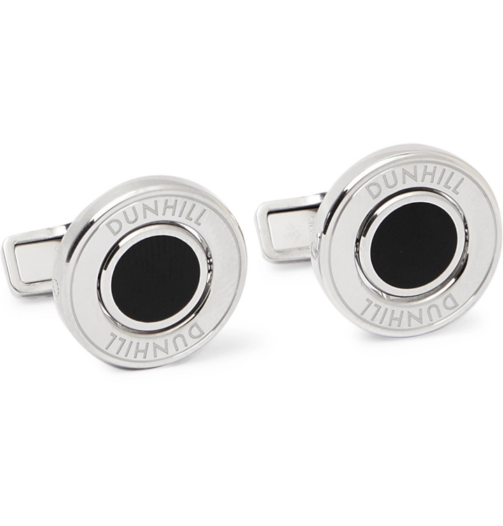 Photo: Dunhill - Gyro Rhodium-Plated and Enamel Cufflinks - Silver