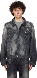 CAMPERLAB Black & Gray Distorted Print Denim Jacket