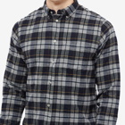 Norse Projects Men's Anton Brushed Flannel Check Button Down Shirt in Medium Grey