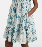 Erdem Floral tiered cotton and linen minidress