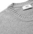 AMI PARIS - Logo-Embroidered Cashmere Sweater - Gray