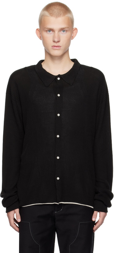 Photo: Soulland Black Paul Longsleeved Polo Cardigan