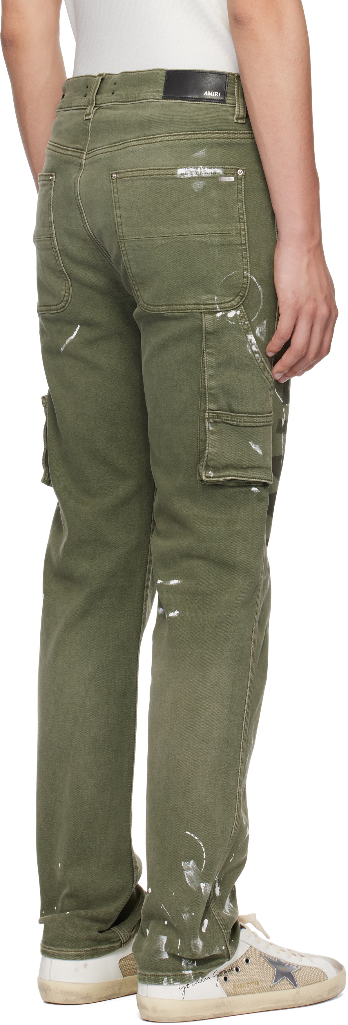 AMIRI Khaki Army Logo Painted Slim Workman Jeans Amiri