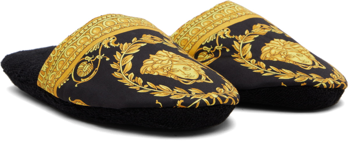 Versace Black 'I Heart Baroque' Slippers
