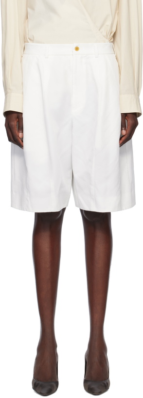 Photo: Black Comme des Garçons White Polyester Twill Shorts