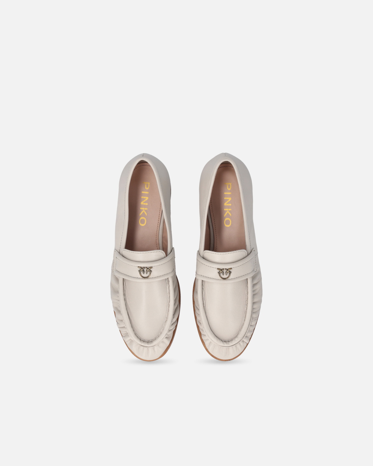 Pinko Nappa Leather Moccasins With Logo Yoghurt