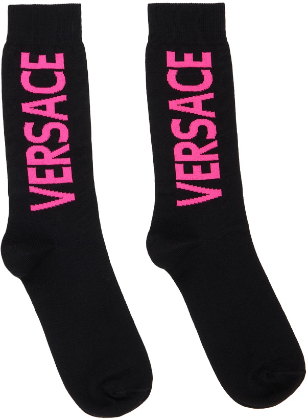 Photo: Versace Black & Pink Logo Socks