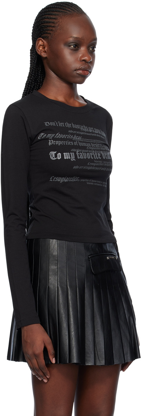 lesugiatelier Black Text Long Sleeve T-Shirt lesugiatelier
