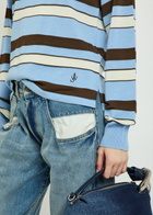 JW Anderson Striped Knit Polo Shirt Blue