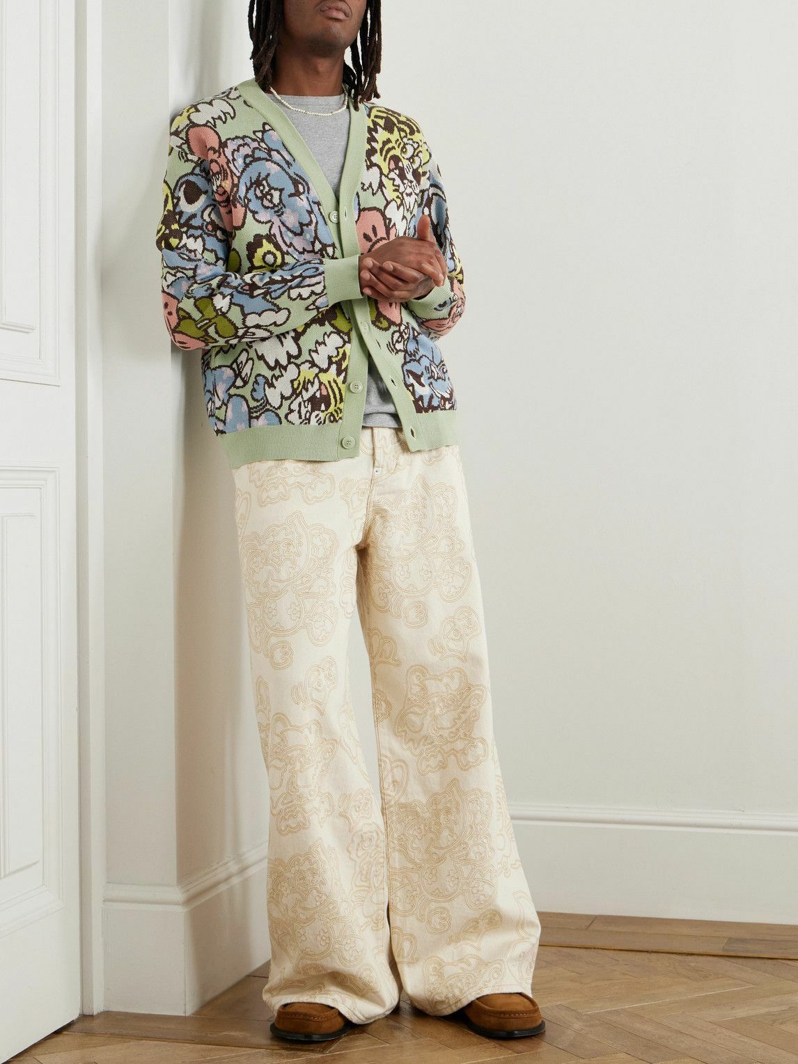 KENZO - Verdy Jacquard-Knit Cotton-Blend Cardigan - Green Kenzo