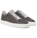 Brunello Cucinelli - Full-Grain Leather-Trimmed Nubuck Sneakers - Light brown