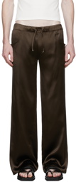 Ludovic de Saint Sernin Brown Satin Lounge Pants