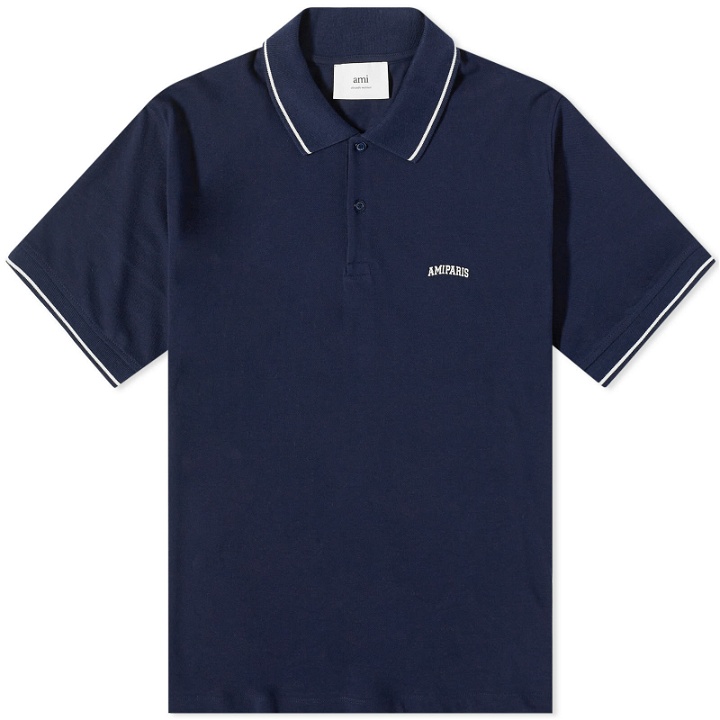 Photo: AMI Men's Logo Polo Shirt in Nautic Blue