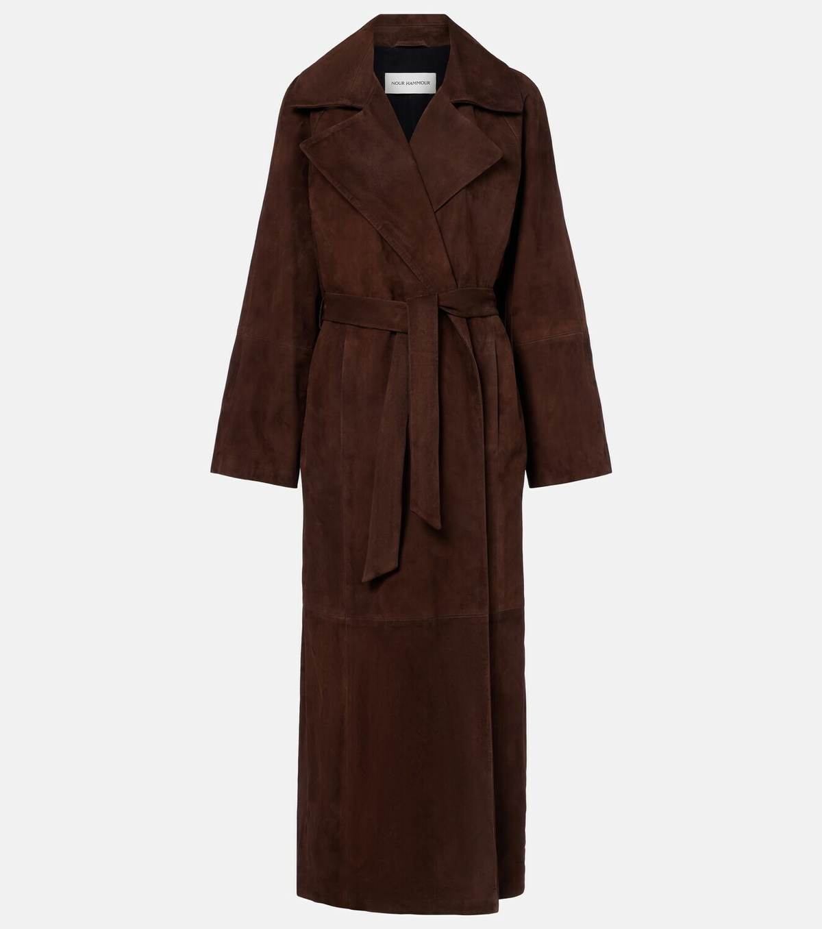 Nour Hammour Althea suede wrap coat