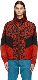 Dolce & Gabbana Red & Black Leopard Print Jacket