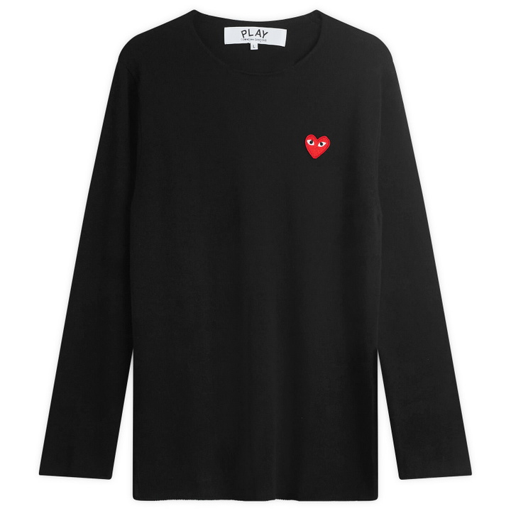 Photo: Comme des Garçons Play U Sweater Red Emblem Knit in Black