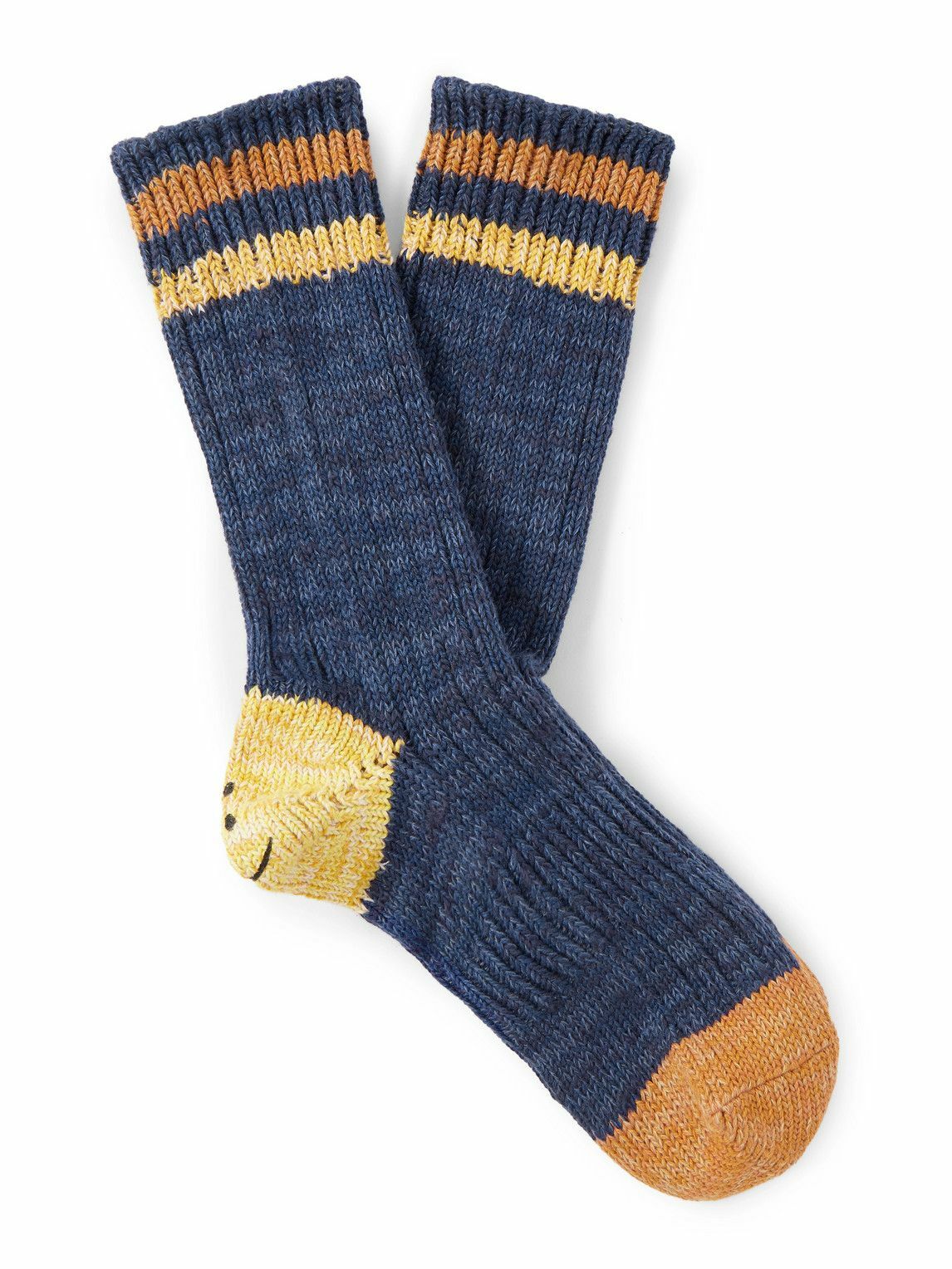 KAPITAL - Intarsia Cotton and Hemp-Blend Socks