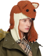 Burberry Orange Wool Fox Beanie
