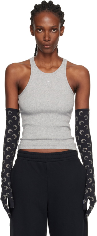 Photo: Marine Serre Gray Moon Logo Ribbed Jersey Tank Top
