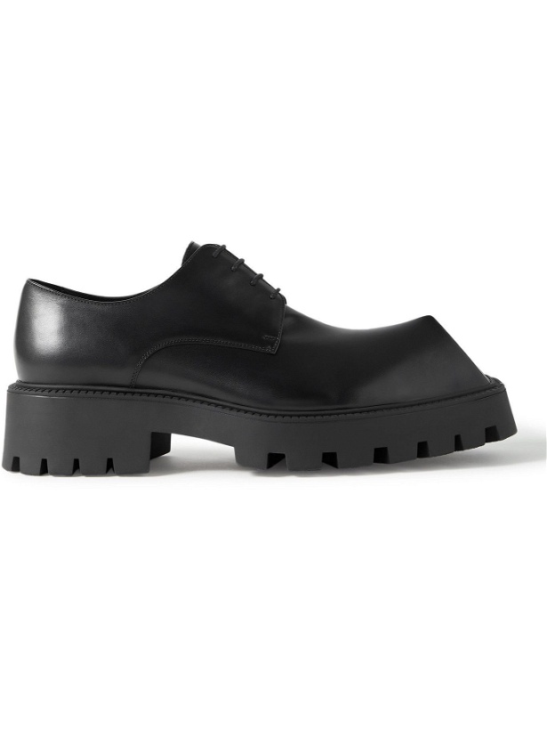 Photo: BALENCIAGA - Rhino Leather Derby Shoes - Black