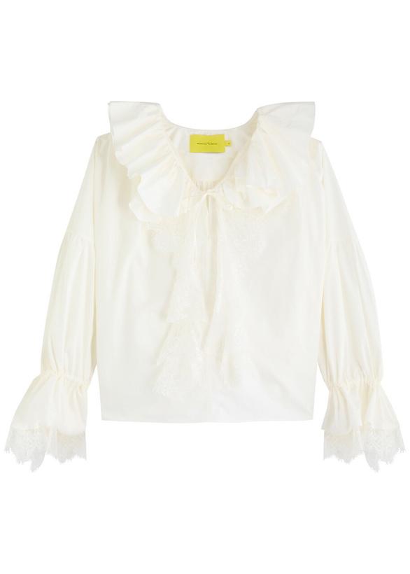 Photo: Marques' Almeida Ruffled Lace-trimmed Cotton Blouse White