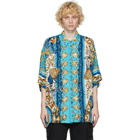 Moschino Blue Viscose Graphic Short Sleeve Shirt