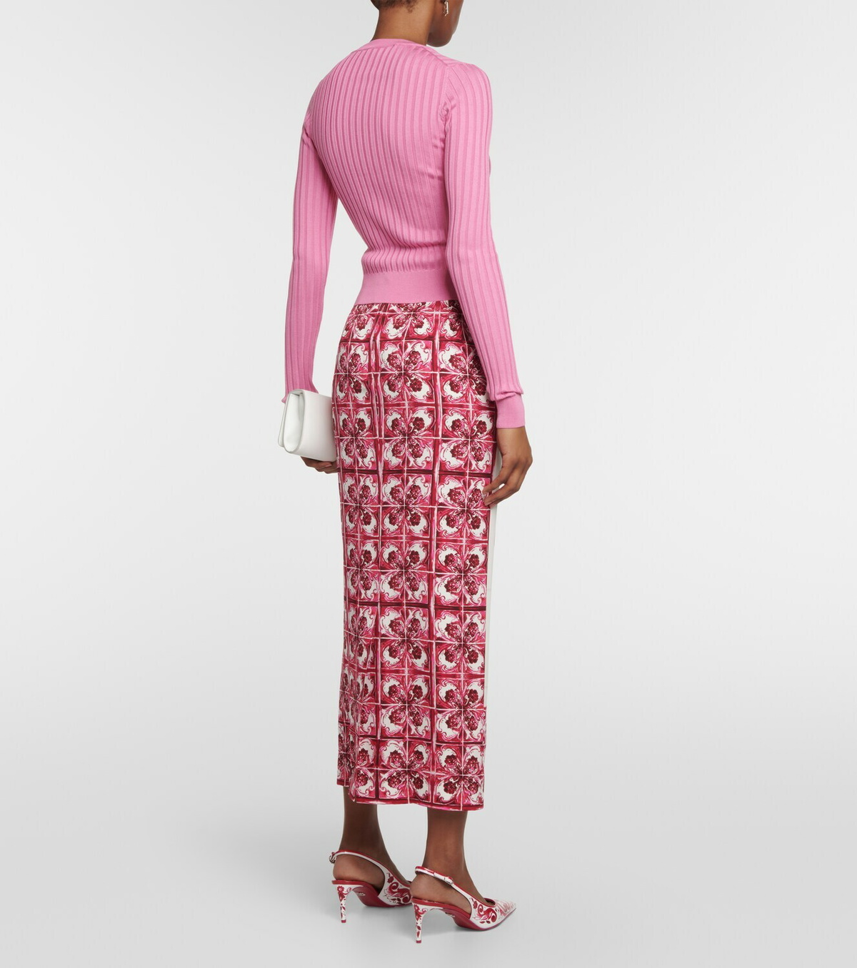 Dolce&Gabbana DG ribbed-knit silk cropped sweater