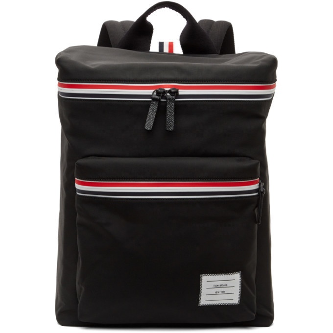 Photo: Thom Browne Black Canvas and Leather Backpack