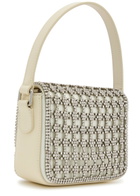 Self-portrait Micro Crystal-embellished Satin and Leather top Handle bag - Cream - One Size