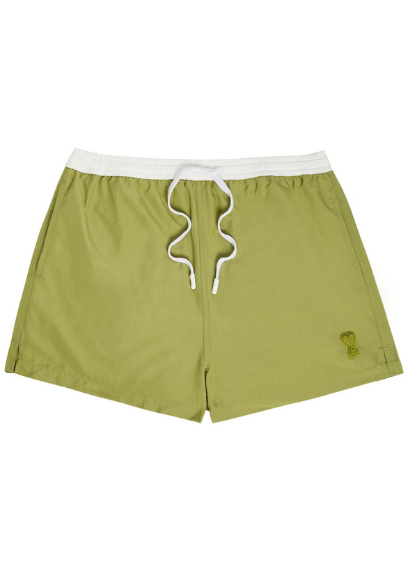 Photo: Ami Paris Logo-appliquéd Woven Swim Shorts Light Green