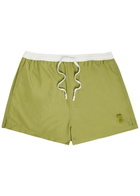 Ami Paris Logo-appliquéd Woven Swim Shorts Light Green