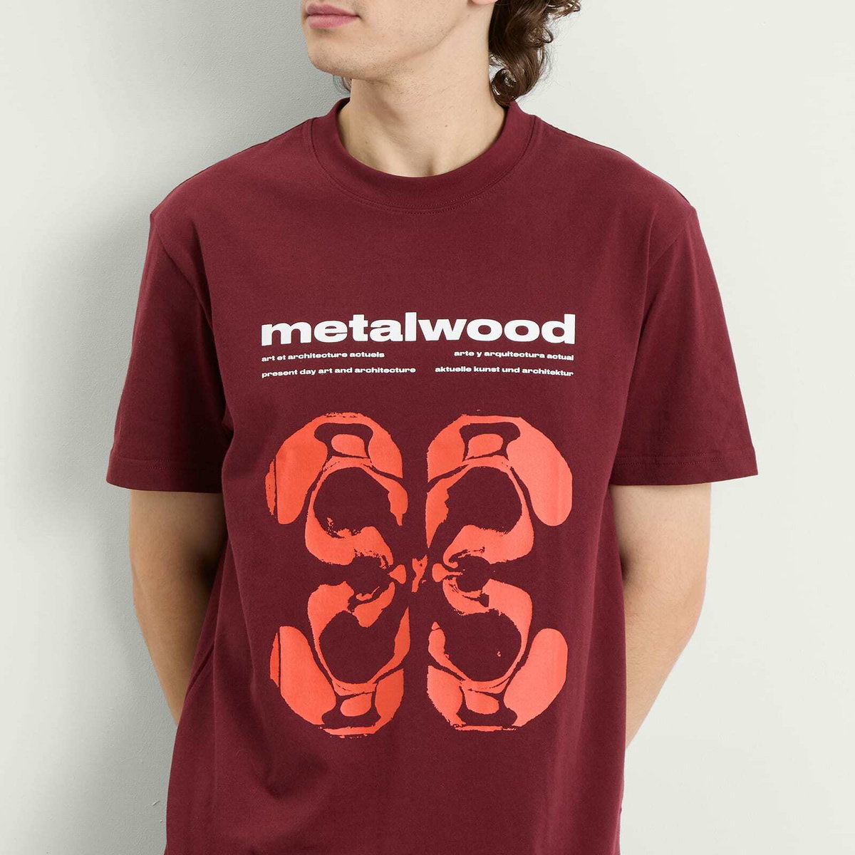 Metalwood Studio Men's Rorschach T-Shirt in Maroon