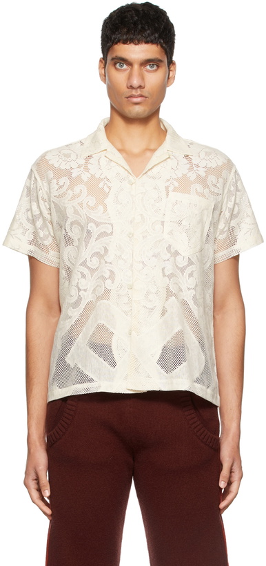 Photo: Bode Off-White Quaker Lace Ooak Shirt