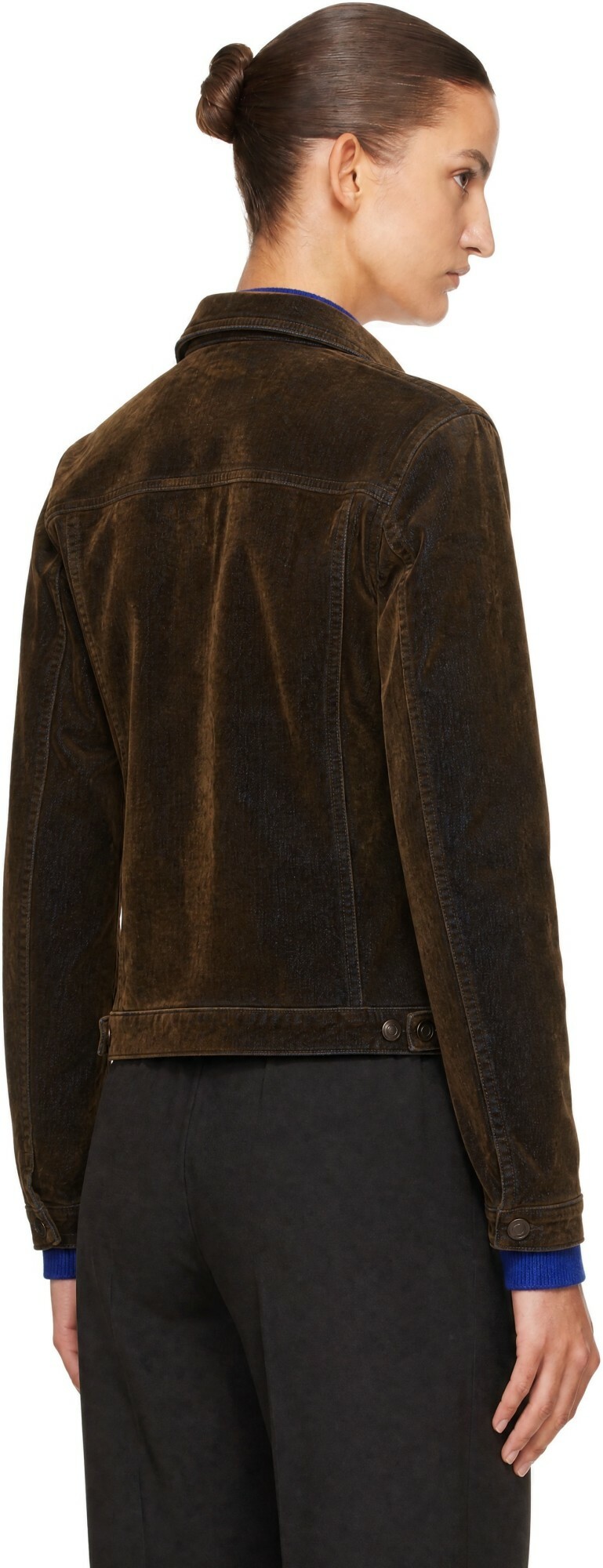 TONYWACK Brown Flocked Denim Trucker Jacket