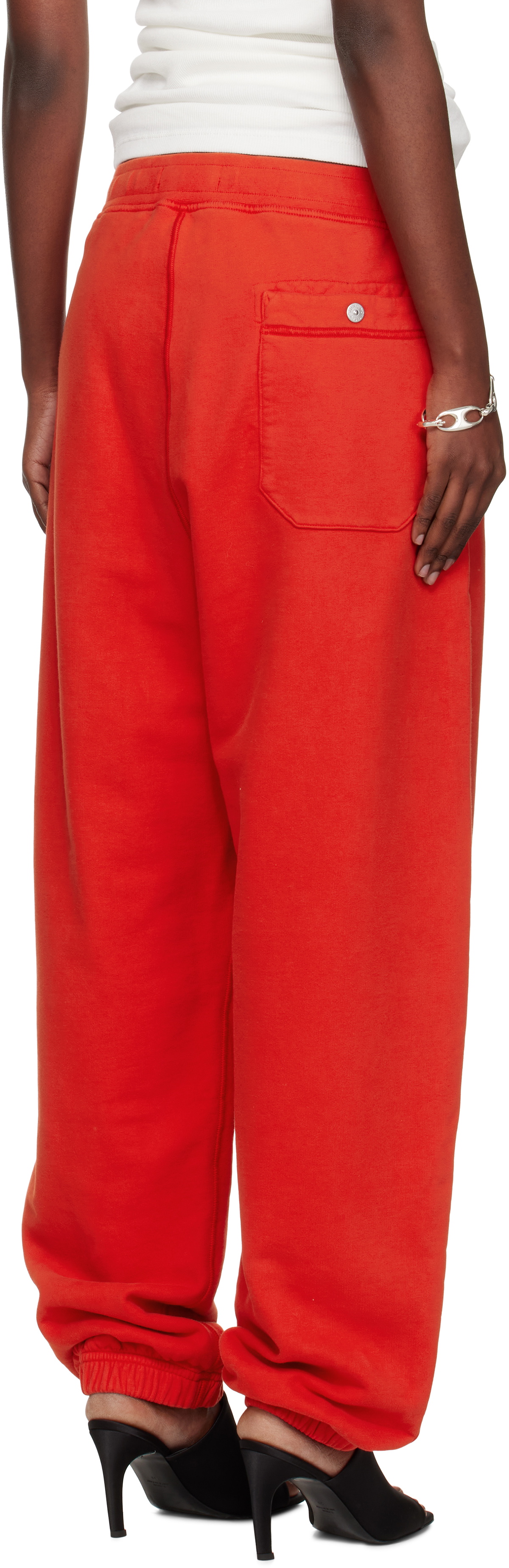 Stone Island Red 6200004 Brushed Organic Cotton Fleece Lounge Pants