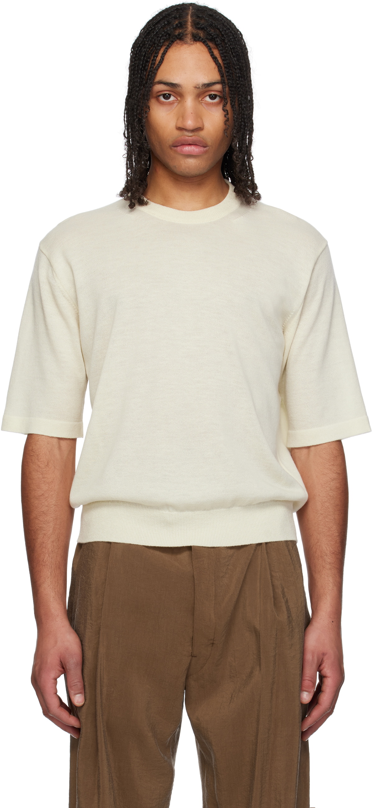 AURALEE Off-White Hard Twist Cashmere Knit T-shirt Auralee