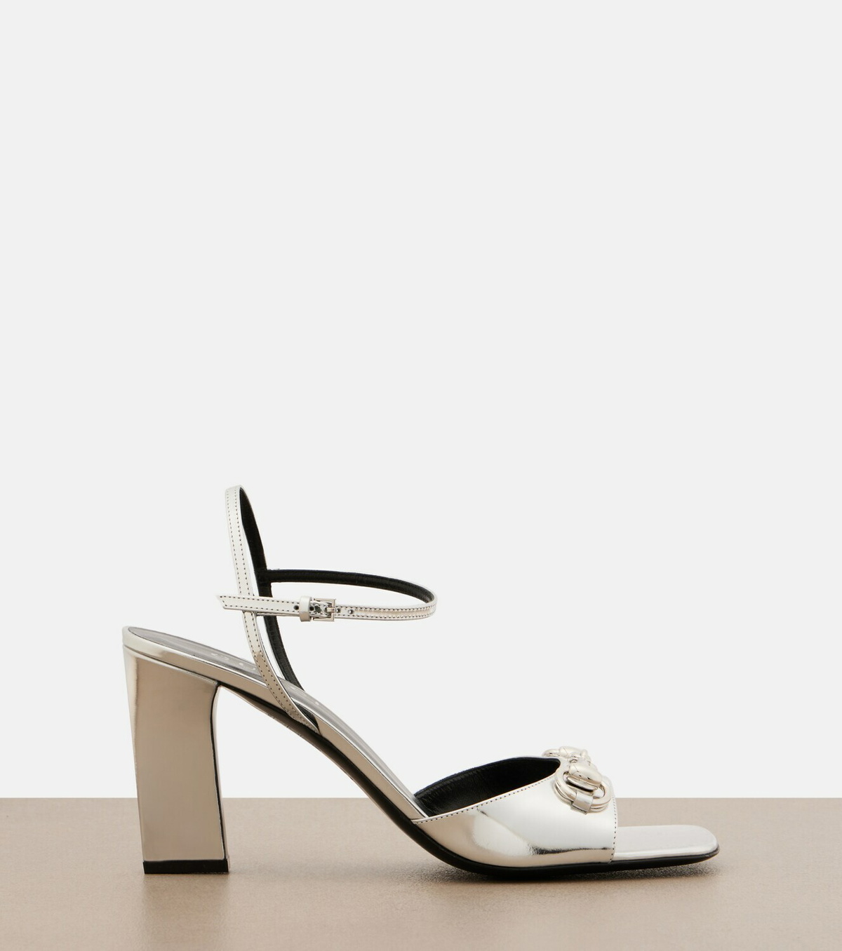 Gucci Signora Horsebit metallic leather sandals