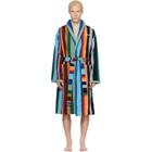 Versace Multicolor Striped Cotton-Terry Jacquard Bathrobe