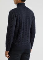 Aurélien Dolcevita Cable-knit Wool-blend Jumper Navy